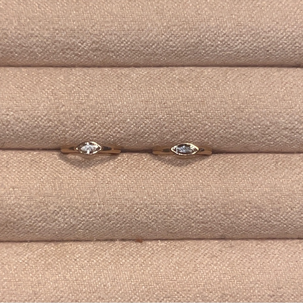 Pair of Jacquie Aiche 14k Rose Gold Small Marquise Diamond Mini Hoops